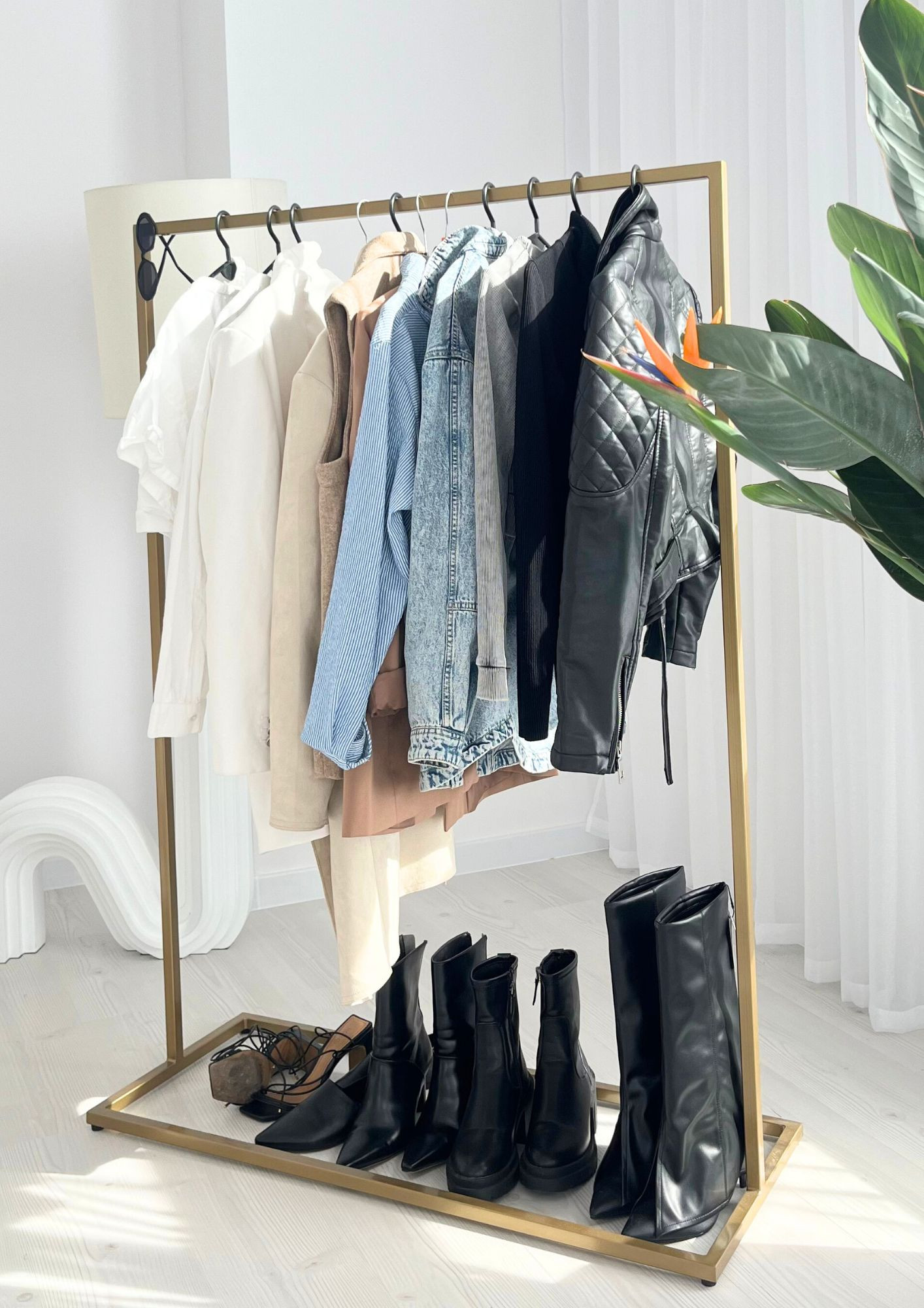 Gold-colored store hanger, clothing hanger, wardrobe hanger, hanger for a clothing store