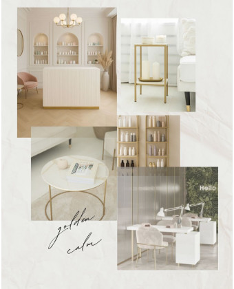 White beauty salon reception desk