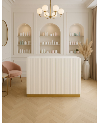 Ryflowana lada recepcyjna do salonu beauty – nowoczesna recepcja kosmetyczna w eleganckim stylu