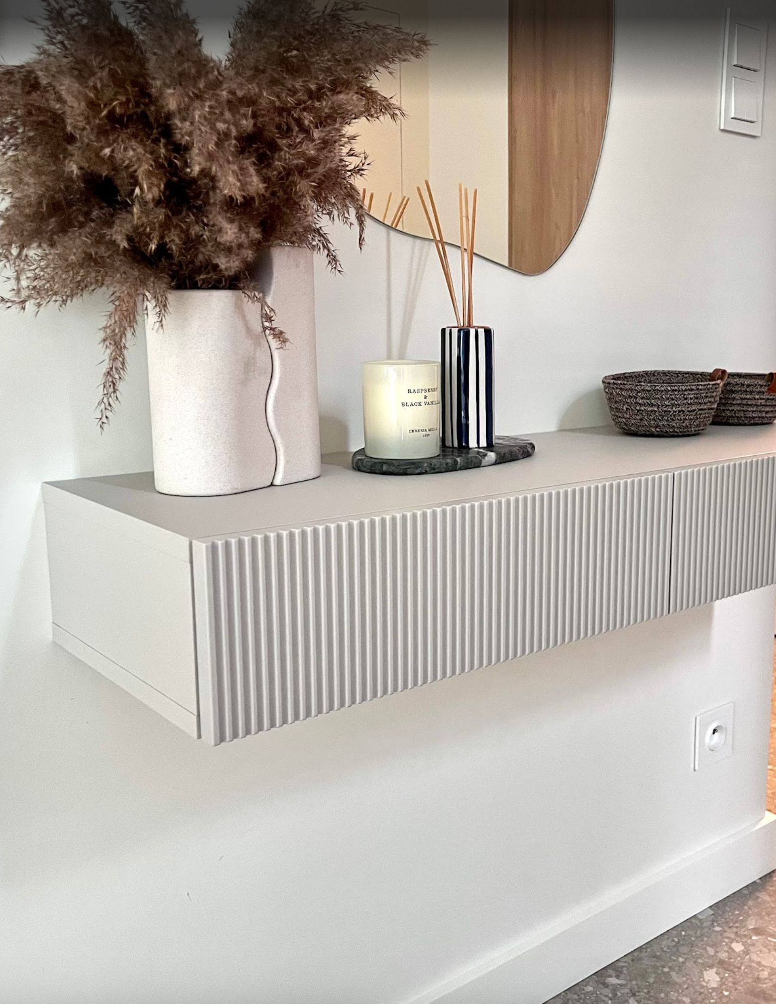 Wall-mounted console with drawers