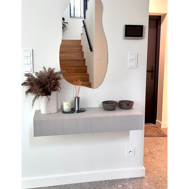 grooved console in cashmere color