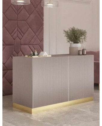 Ryflowana lada recepcyjna do salonu beauty – nowoczesna recepcja kosmetyczna w eleganckim stylu.