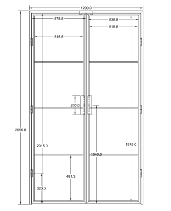 Doppelte Loft-Tür mit Sprossen und schwarzem Rahmen