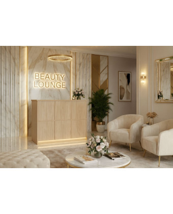 Minimalistická recepce pro kosmetický salón ELFINA – segmentová čelní část