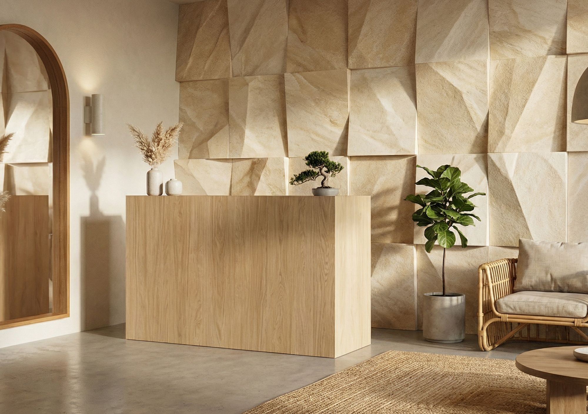 Wooden store counter