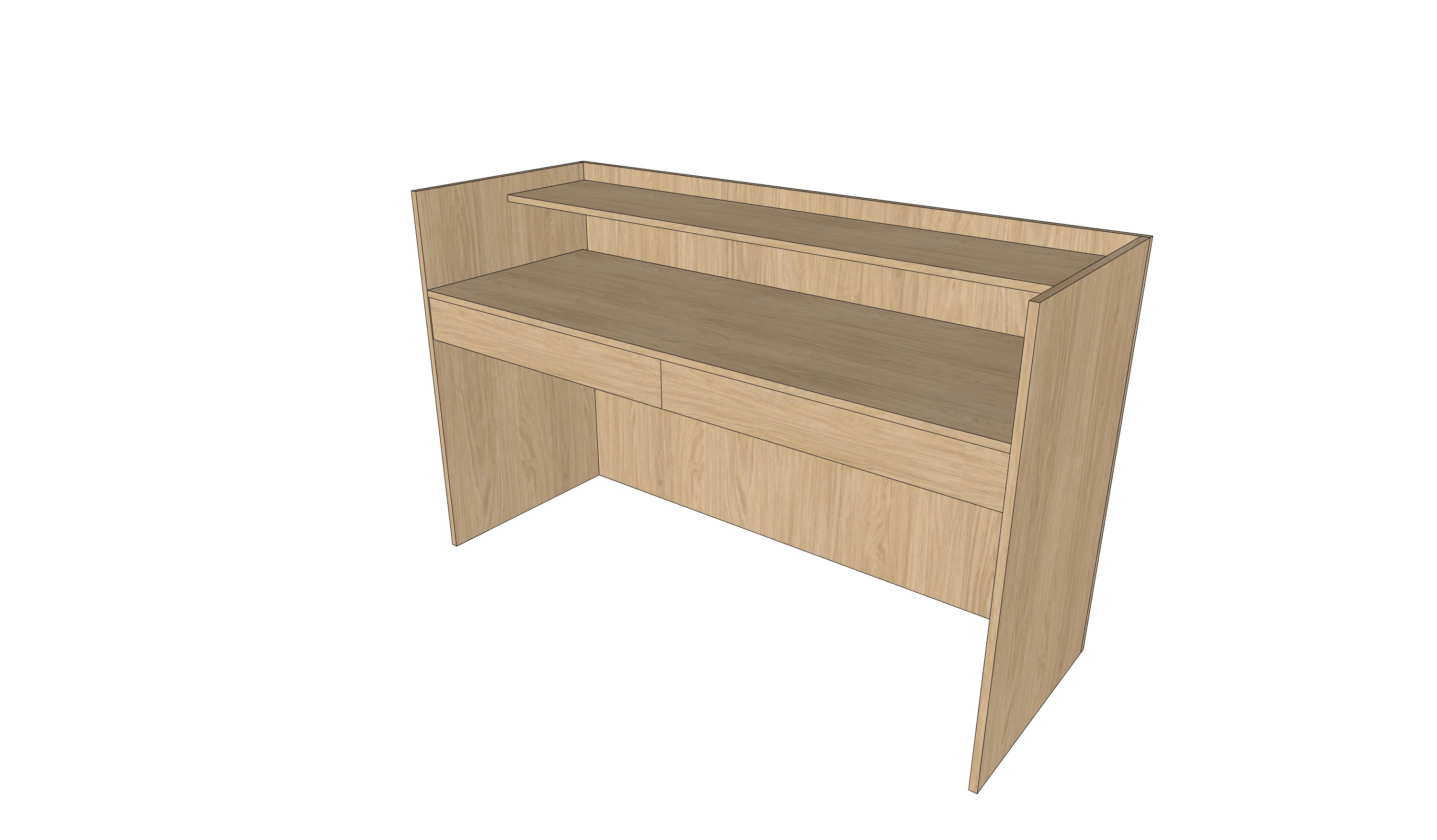 Reception desk with a wood-grain finish