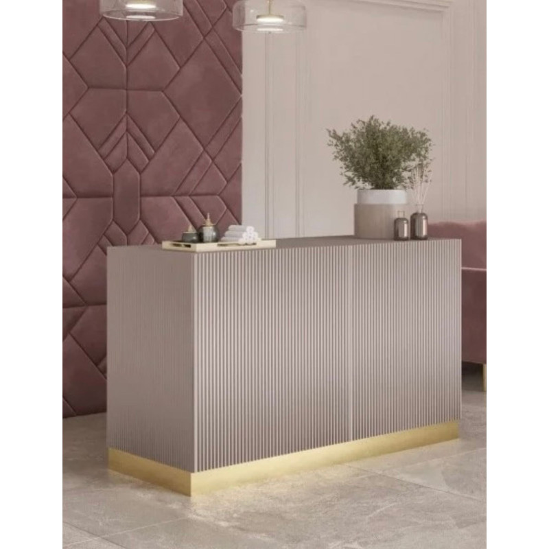 Ryflowana lada recepcyjna do salonu beauty – nowoczesna recepcja kosmetyczna w eleganckim stylu.
