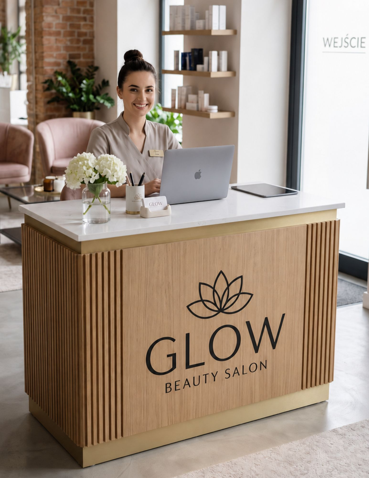 Branding am Empfangstresen Branding am Empfangstresen