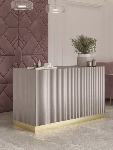 Ryflowana lada recepcyjna do salonu beauty – nowoczesna recepcja kosmetyczna w eleganckim stylu