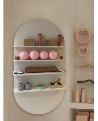 A smooth, wooden display shelf