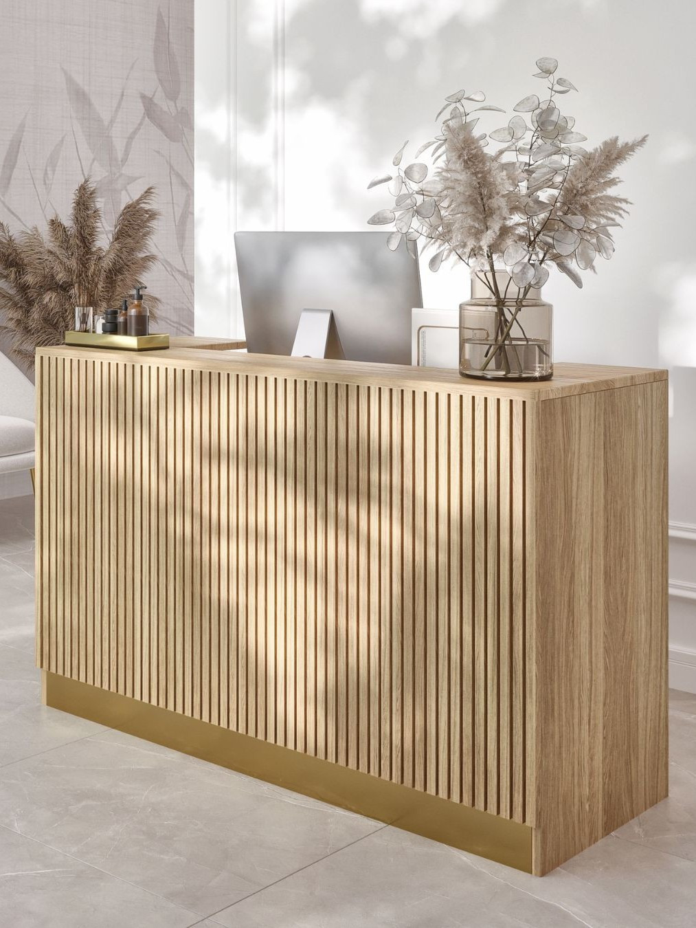 Lada recepcyjna ASHER – ryflowana lada do salonu beauty i SPA