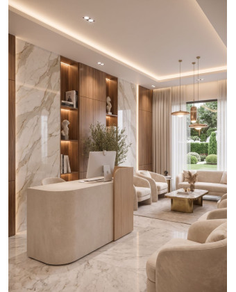 Elegantní recepční pult na míru pro kosmetický salón CLOUD