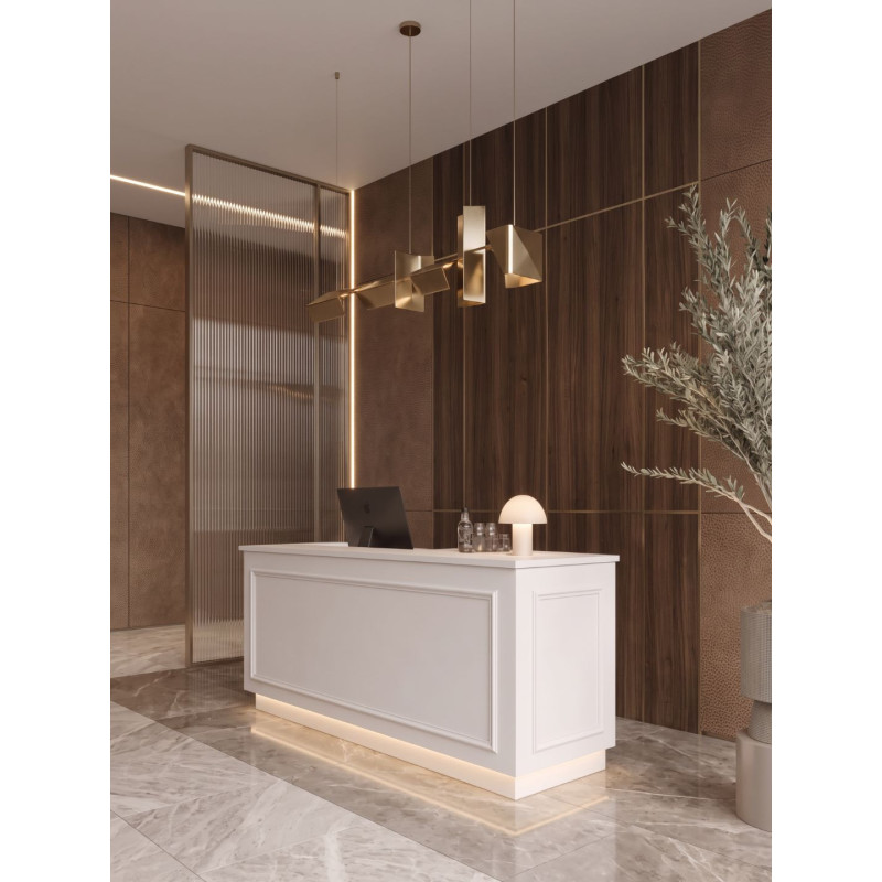 MONROE White Reception Desk with Decorative Stucco