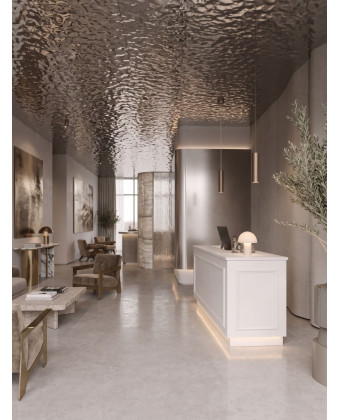 MONROE White Reception Desk with Decorative Stucco