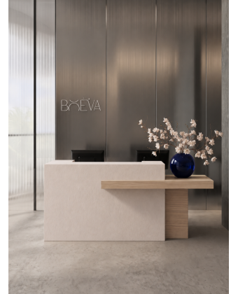 Minimalistická recepce VELA pro kliniku estetické medicíny