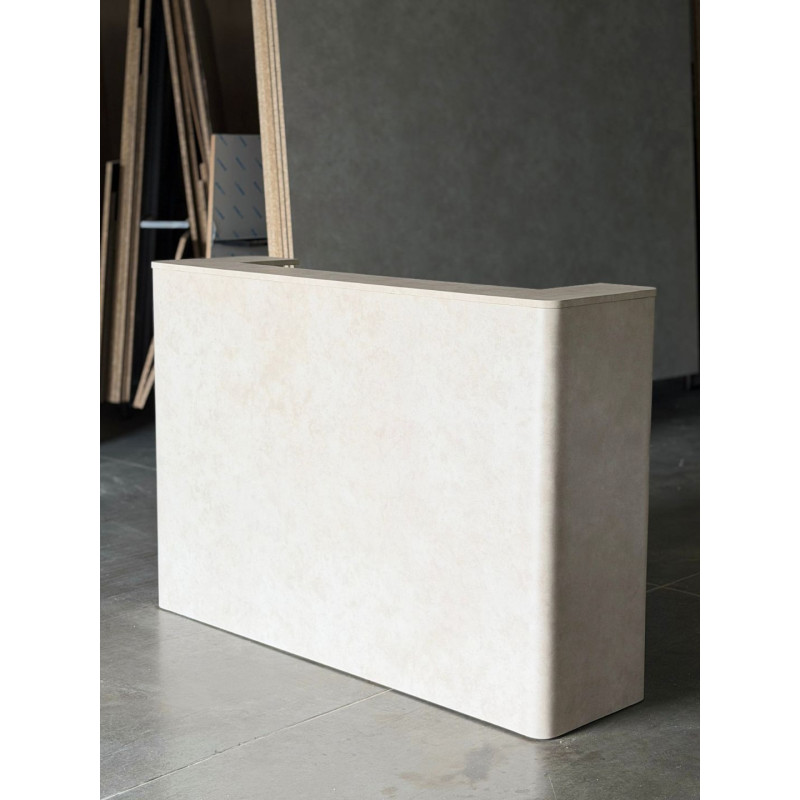 RAYS II – Rounded reception desk with a stone finish for the living room | Boeva