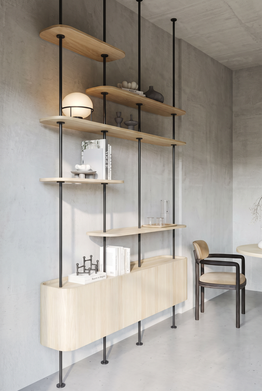 MONACO - a modern cantilever bookcase with a practical chest of drawers | Boeva