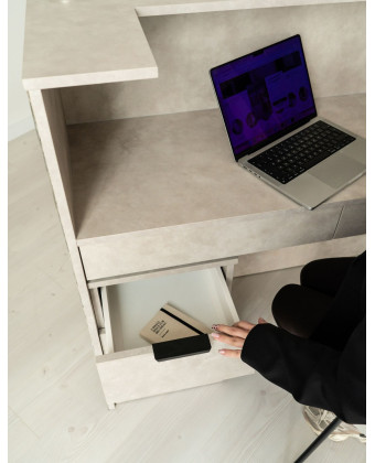 ARIA – 120 cm hair salon reception desk, stone finish | Papierówka