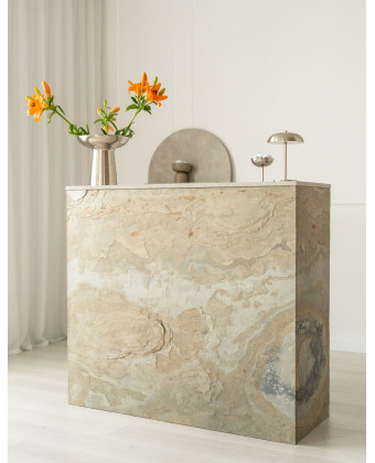 ARIA – 120 cm hair salon reception desk, stone finish | Papierówka