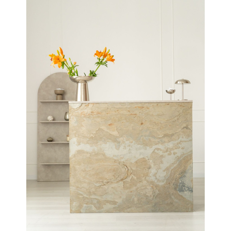 ARIA – 120 cm hair salon reception desk, stone finish | Papierówka