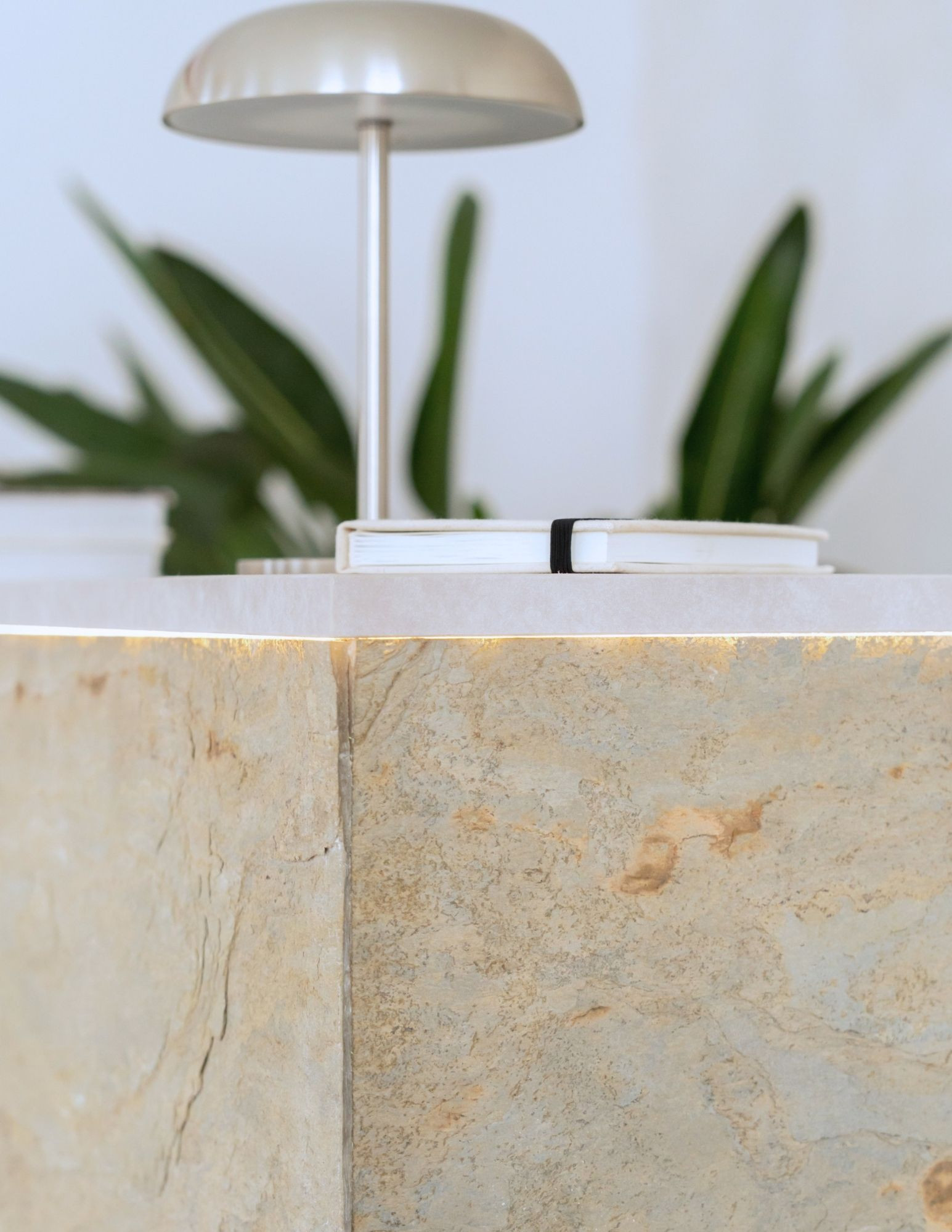 ARIA – 120 cm hair salon reception desk, stone finish | Papierówka