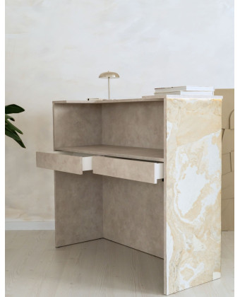 ARIA – 120 cm hair salon reception desk, stone finish | Papierówka