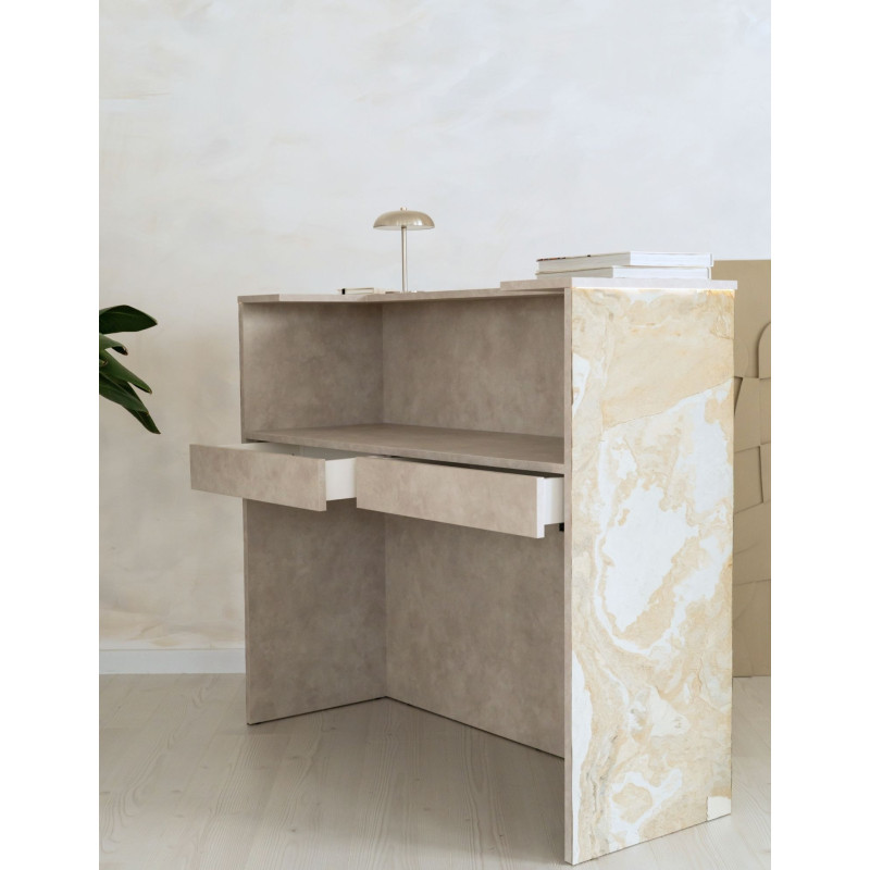 ARIA – 120 cm hair salon reception desk, stone finish | Papierówka
