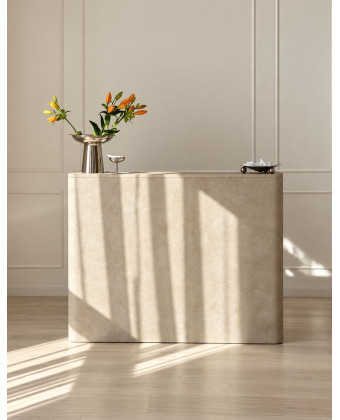 RAYS II – Rounded reception desk with a stone finish for the living room | Boeva