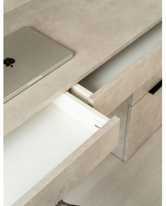 DUNA-Rezeption – Friseurtheke mit Travertin-Optik, 80–160 cm  BOEVA