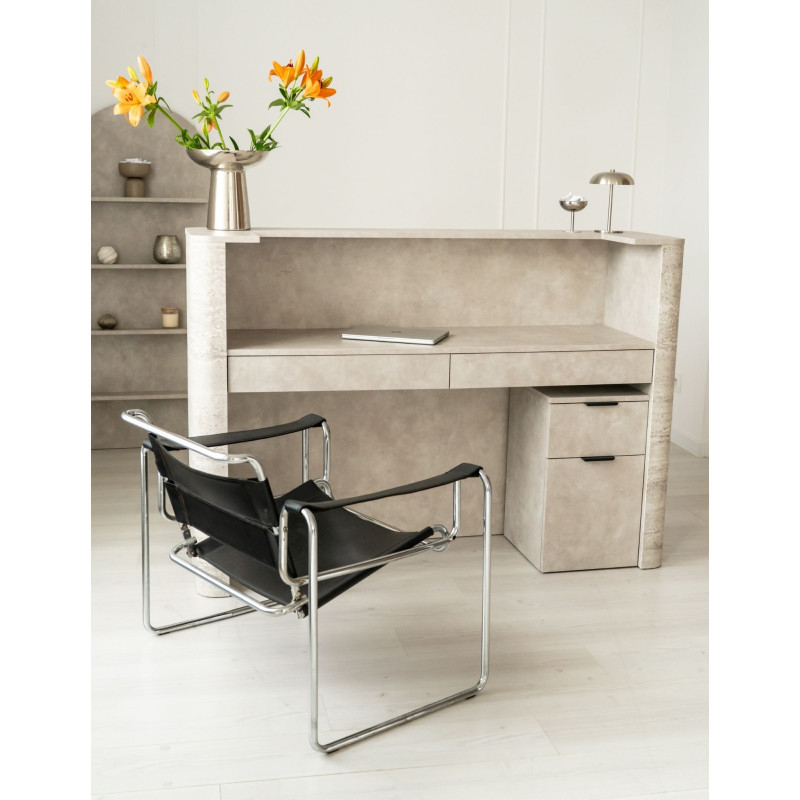 DUNA-Rezeption – Friseurtheke mit Travertin-Optik, 80–160 cm  BOEVA