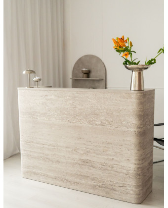 DUNA Reception Desk – Hair Salon Counter with Travertine-Look Finish, 80–160 cm BOEVA DUNA Reception Desk – Hair Salon Counter with Travertine-Look Finish, 80–160 cm BOEVA