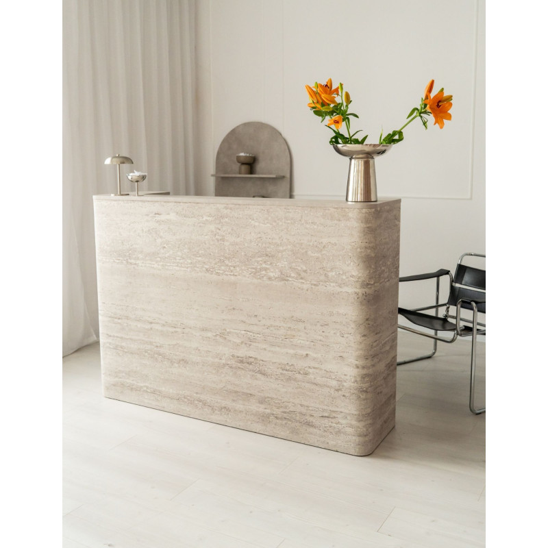 DUNA Reception Desk – Hair Salon Counter with Travertine-Look Finish, 80–160 cm BOEVA DUNA Reception Desk – Hair Salon Counter with Travertine-Look Finish, 80–160 cm BOEVA