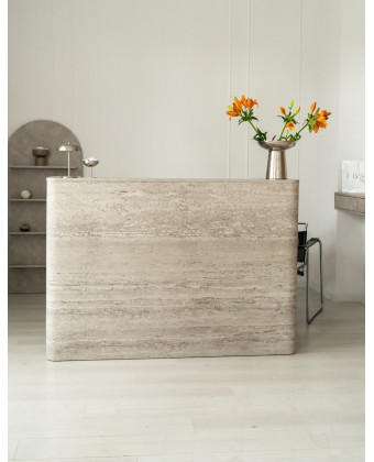 DUNA Reception Desk – Hair Salon Counter with Travertine-Look Finish, 80–160 cm BOEVA DUNA Reception Desk – Hair Salon Counter with Travertine-Look Finish, 80–160 cm BOEVA