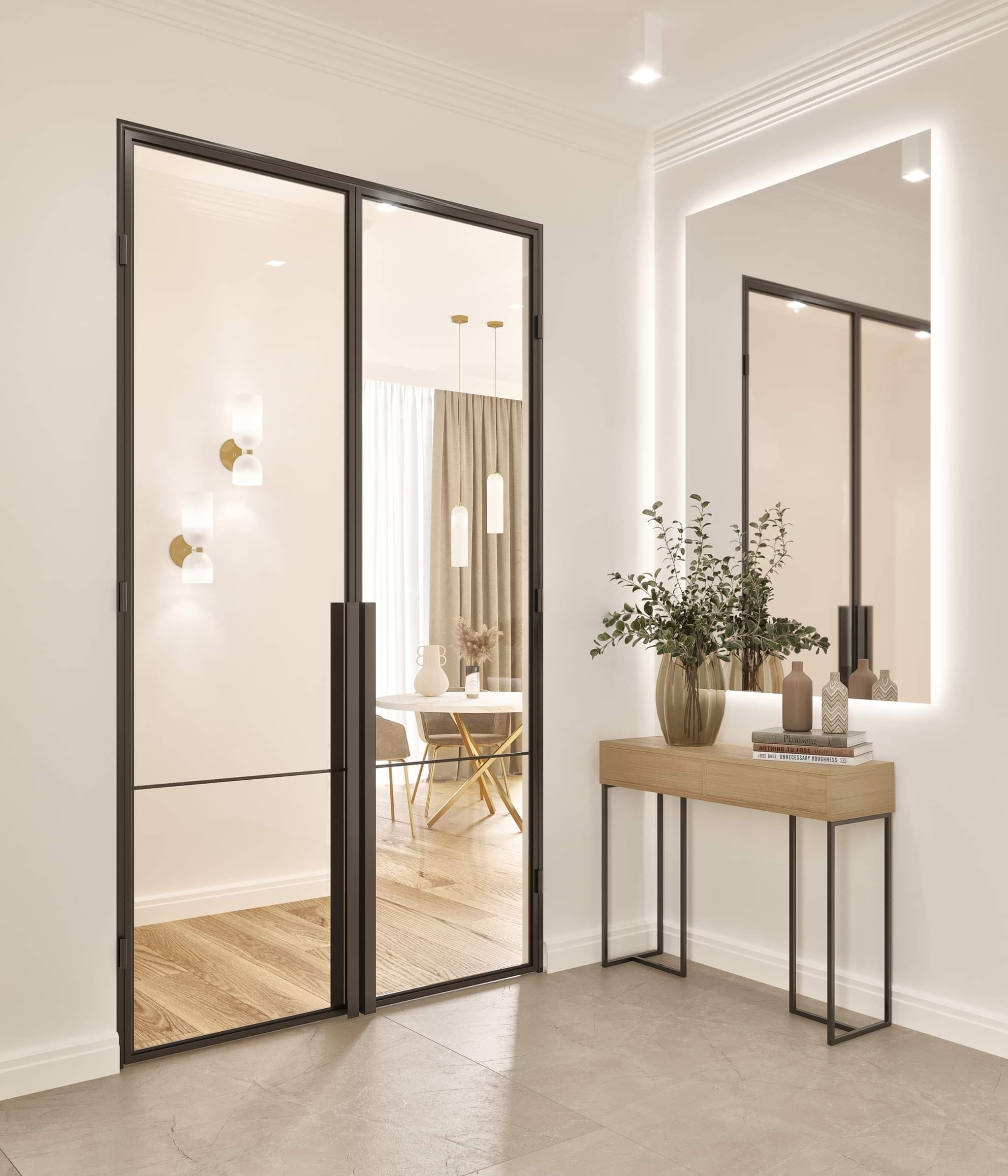 Moderne verspiegelte Loft-Türen für einen Beauty-Salon